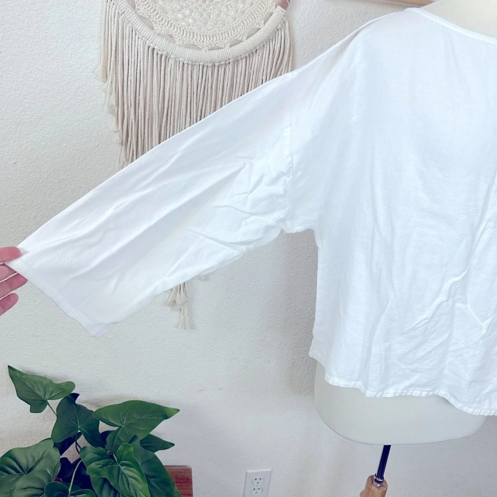 Soft surroundings white cotton boxy drop sleep blouse large